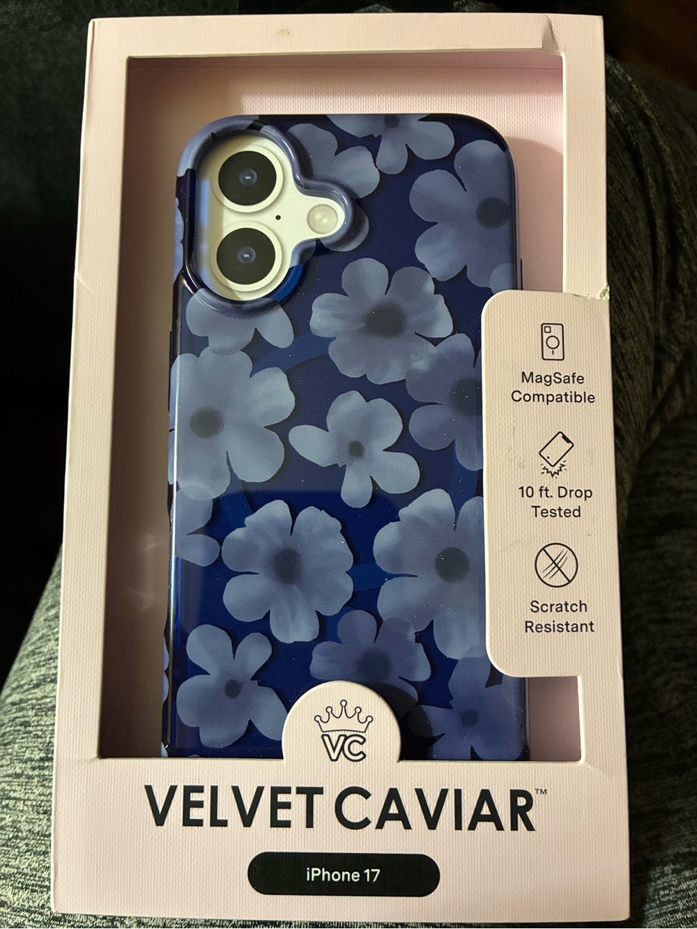 Velvet Caviar Navy Blue Floral iPhone 17 Case